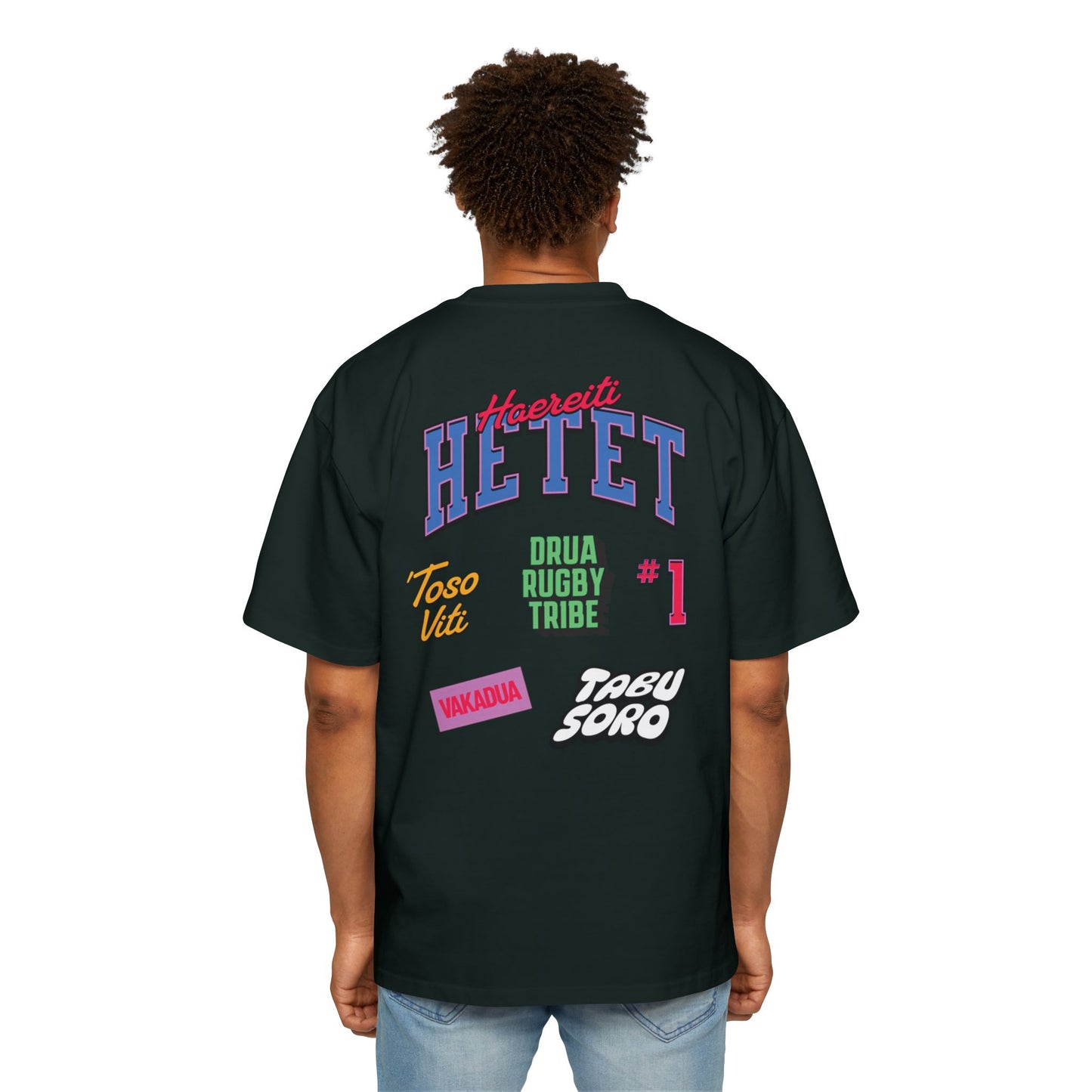 Haereiti Mens Oversized Fiji Rugby fan Tee,