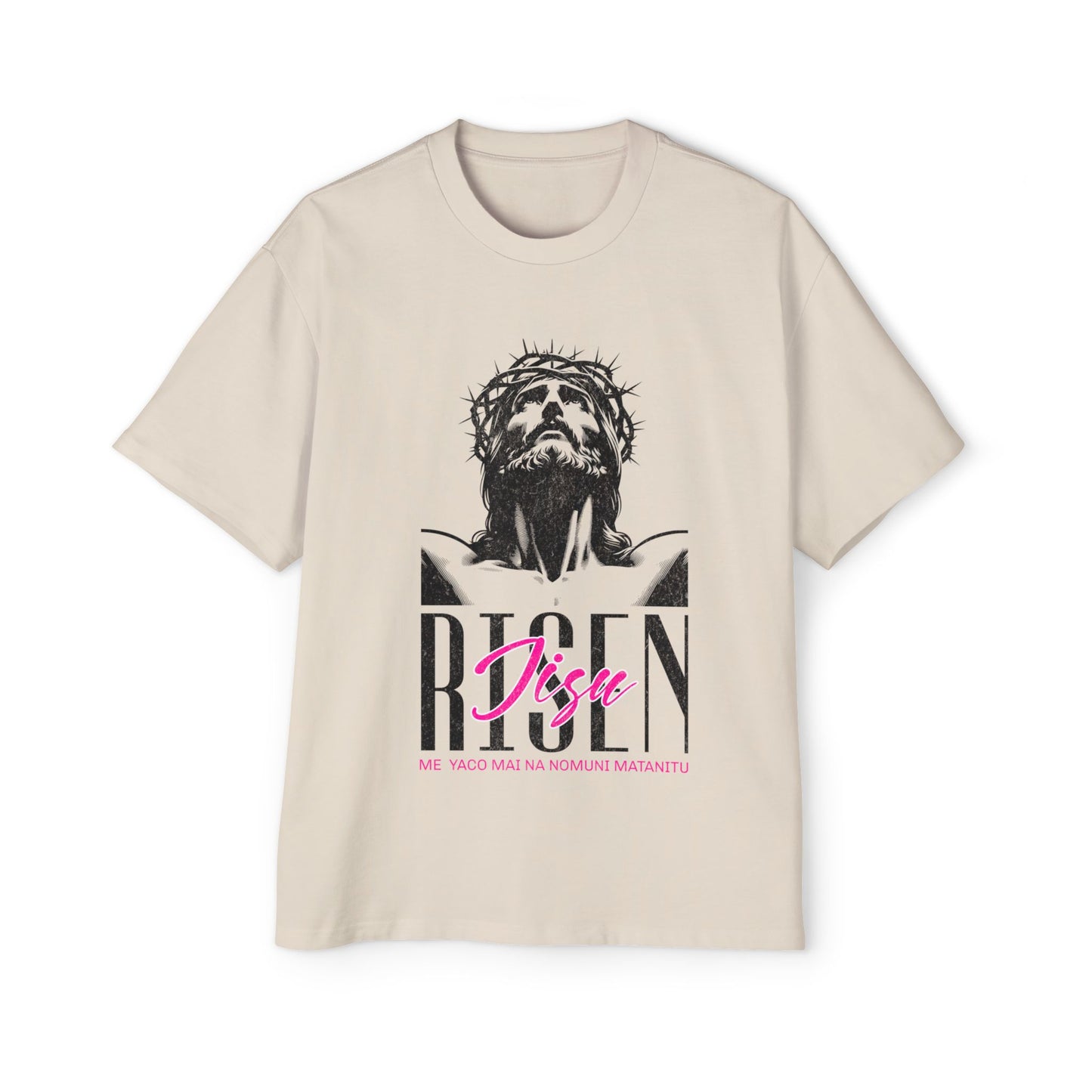 Risen Heavy Oversized Tee - Risen Jesus Kingdom Come Graphic Tee for Faith and Style - Assorted Colours
