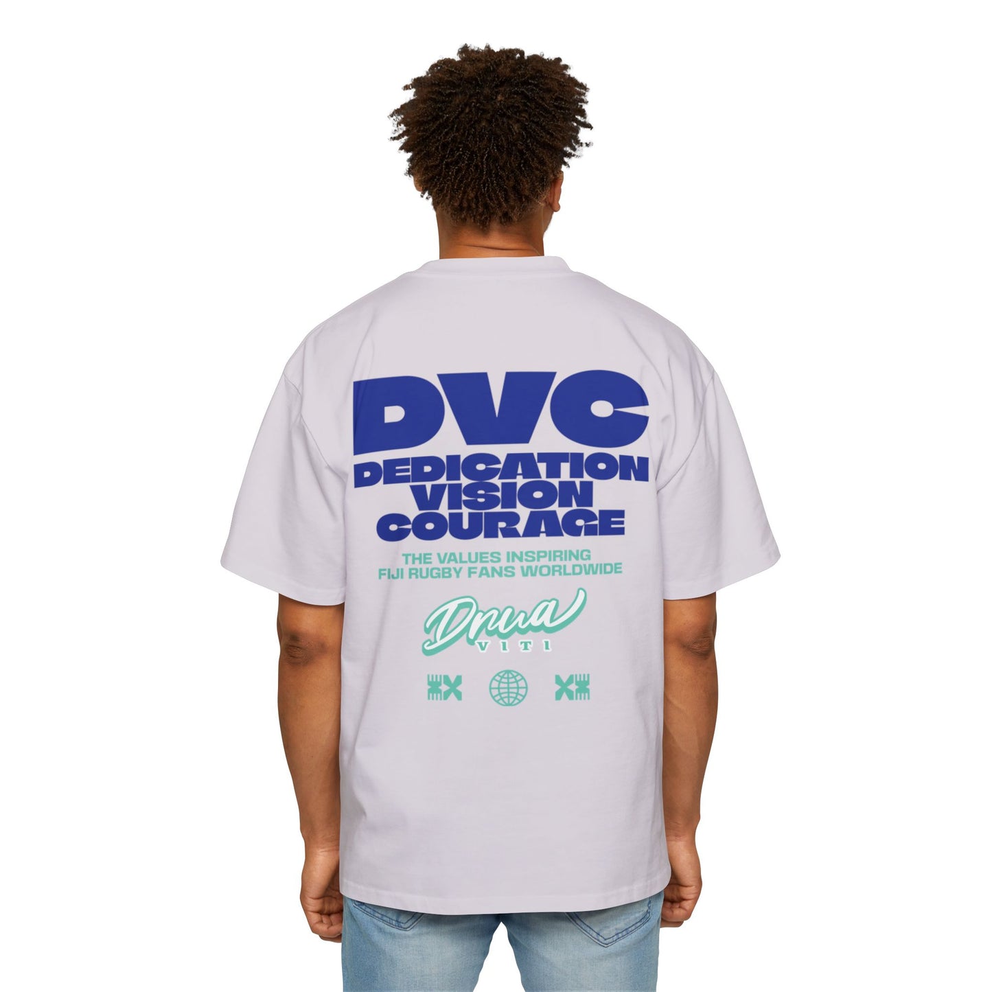 Men's Heavy Oversized Tee - #DVC Dedication Vision Courage, Casual Streetwear