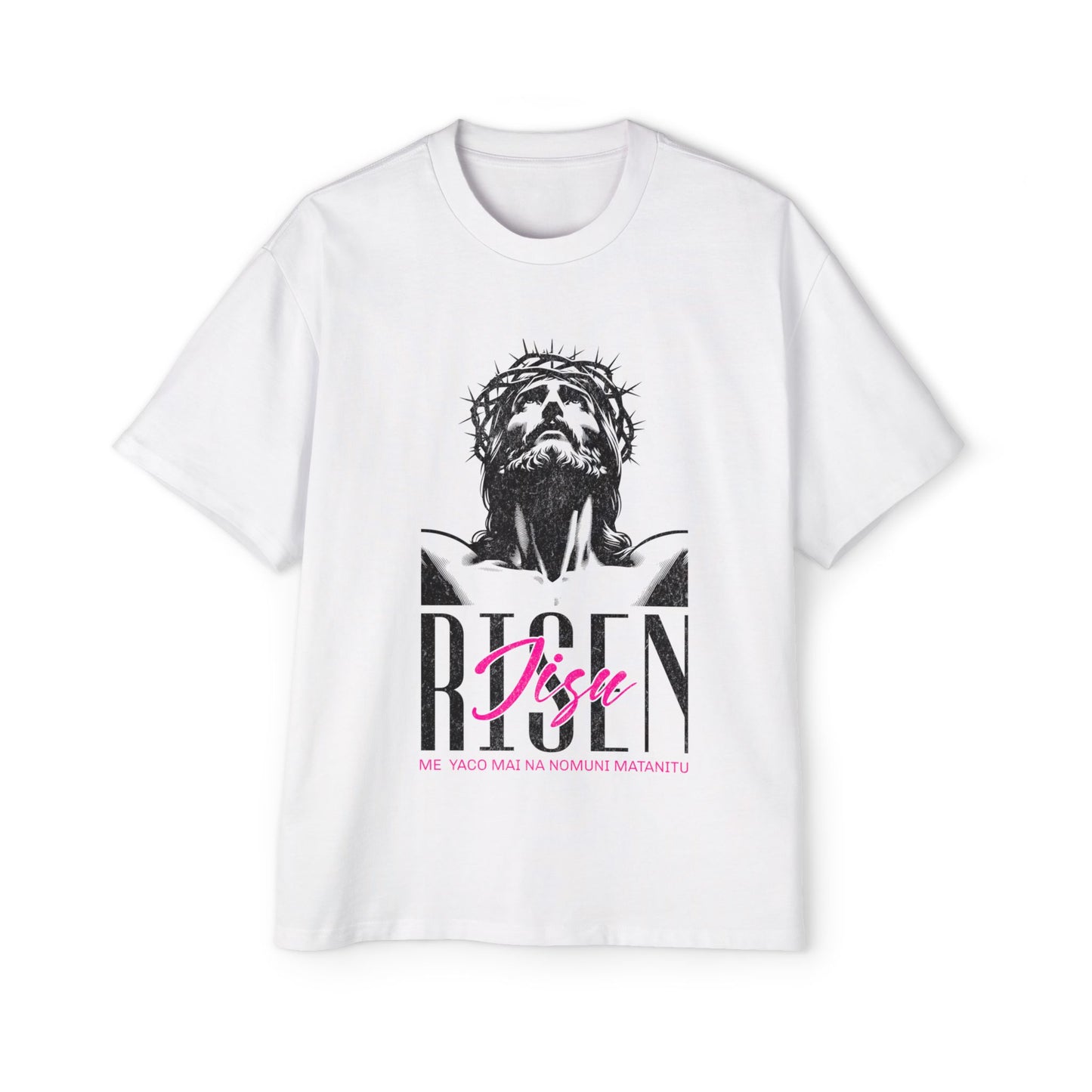 Risen Heavy Oversized Tee - Risen Jesus Kingdom Come Graphic Tee for Faith and Style - Assorted Colours
