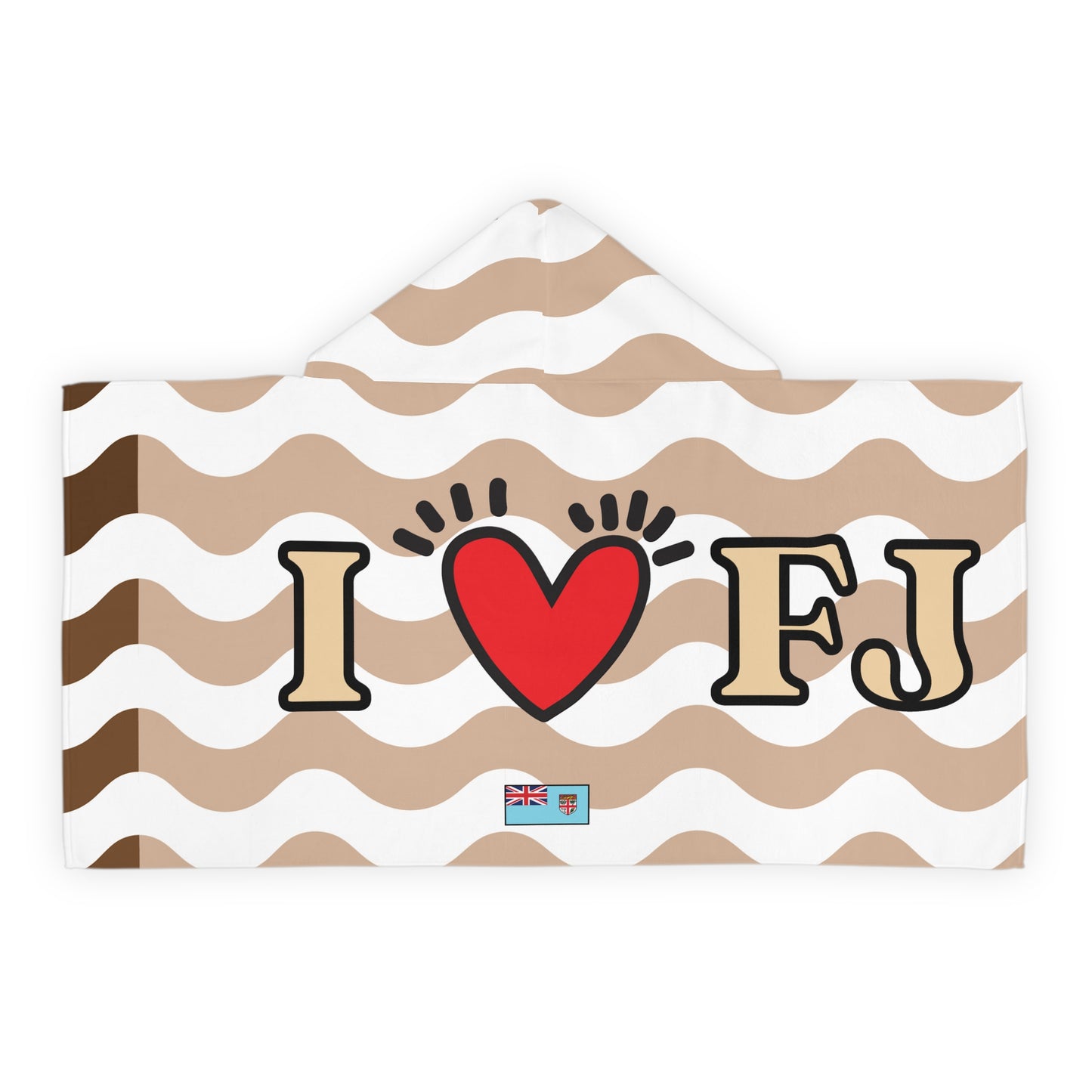 I Heart Fiji Kids Hooded Towel - Sun Tan Brown
