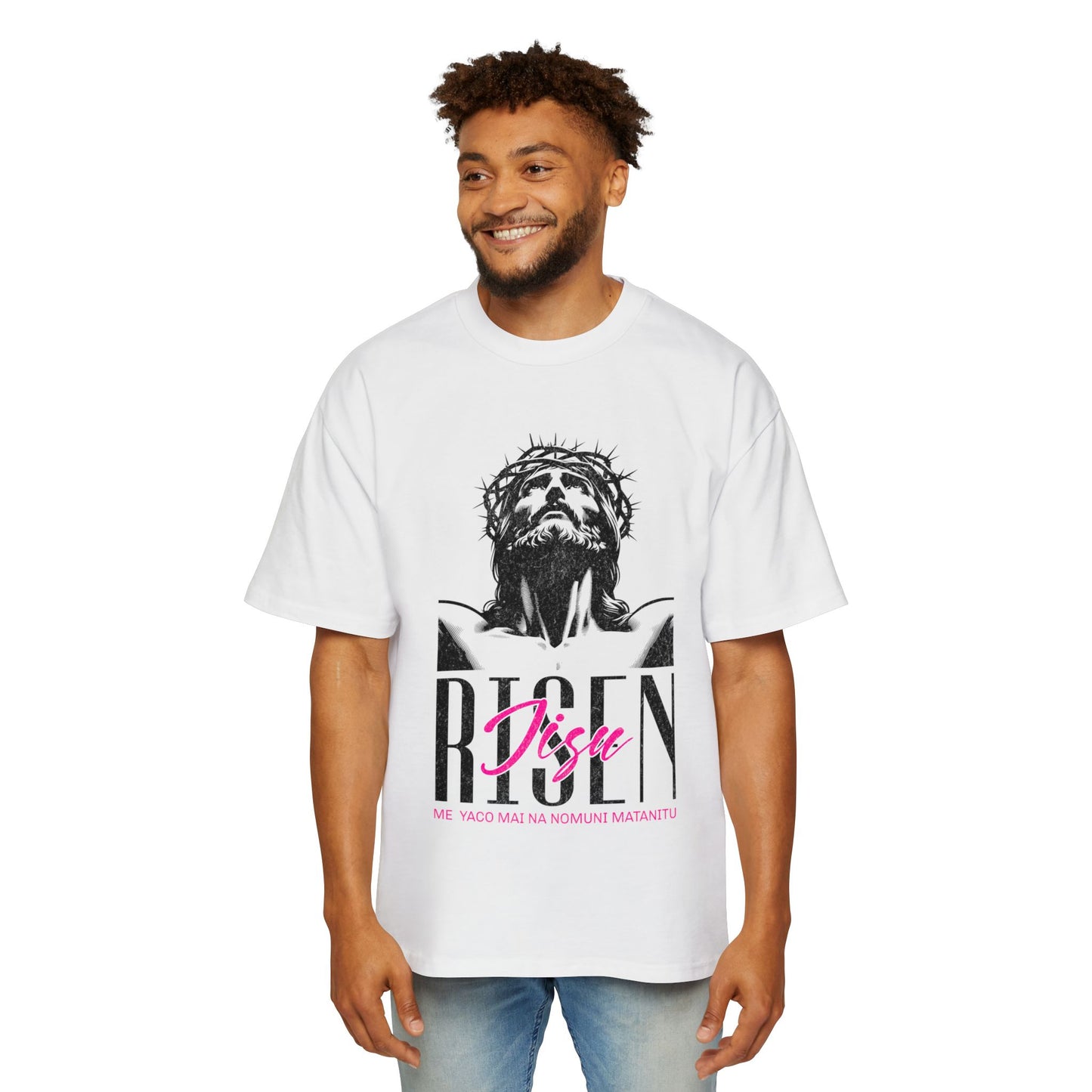Risen Heavy Oversized Tee - Risen Jesus Kingdom Come Graphic Tee for Faith and Style - Assorted Colours