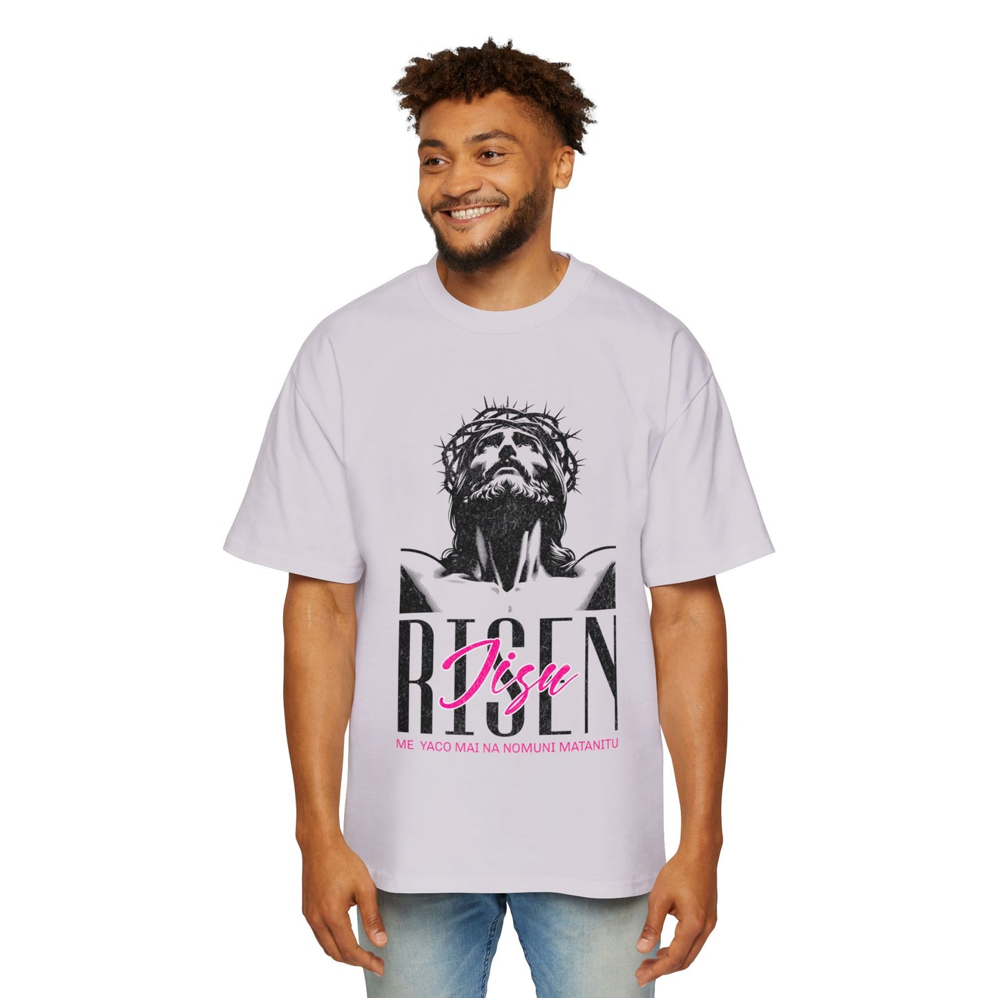 Risen Heavy Oversized Tee - Risen Jesus Kingdom Come Graphic Tee for Faith and Style - Assorted Colours