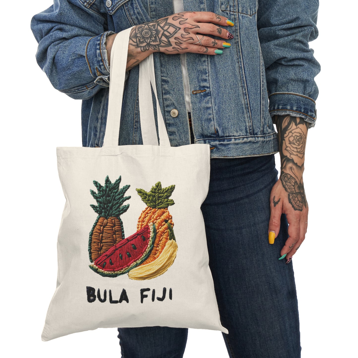 Embroidered Bula Fiji Tote Bag