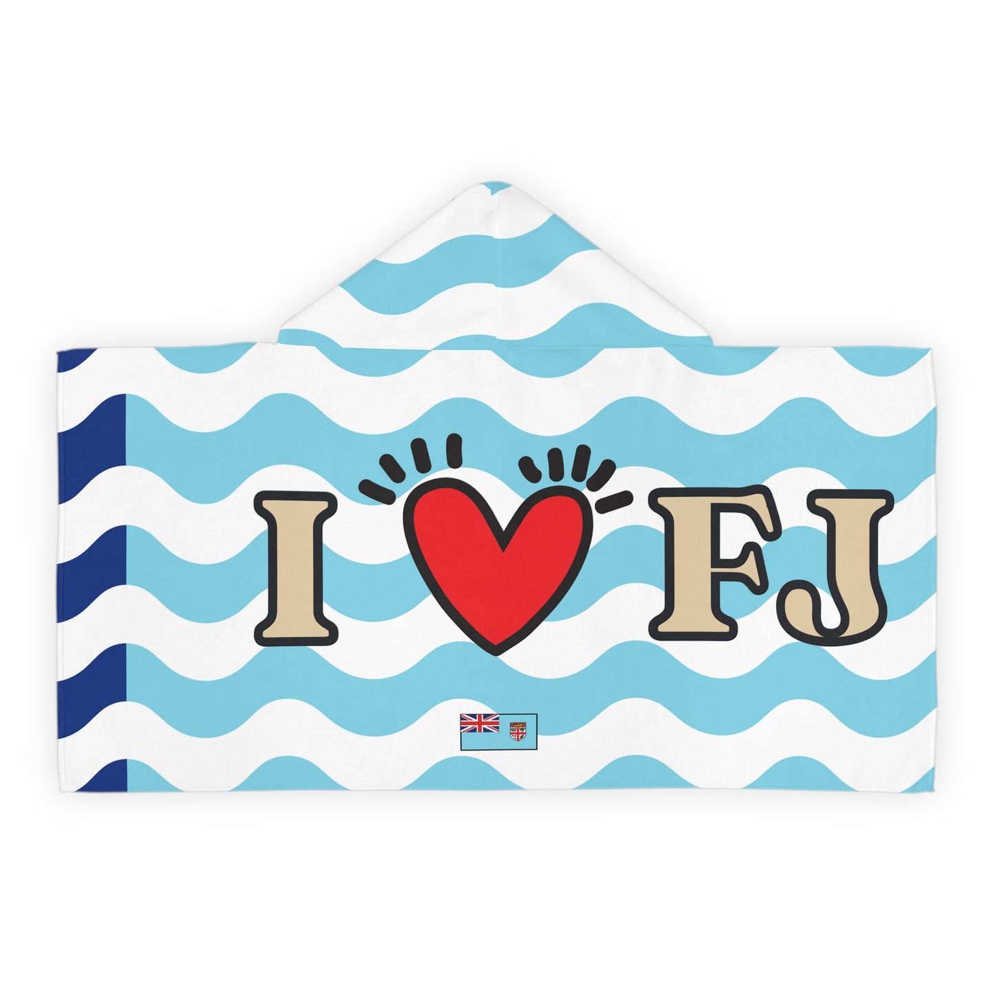 I Heart Fiji Kids Hooded Towel - Sky Blue