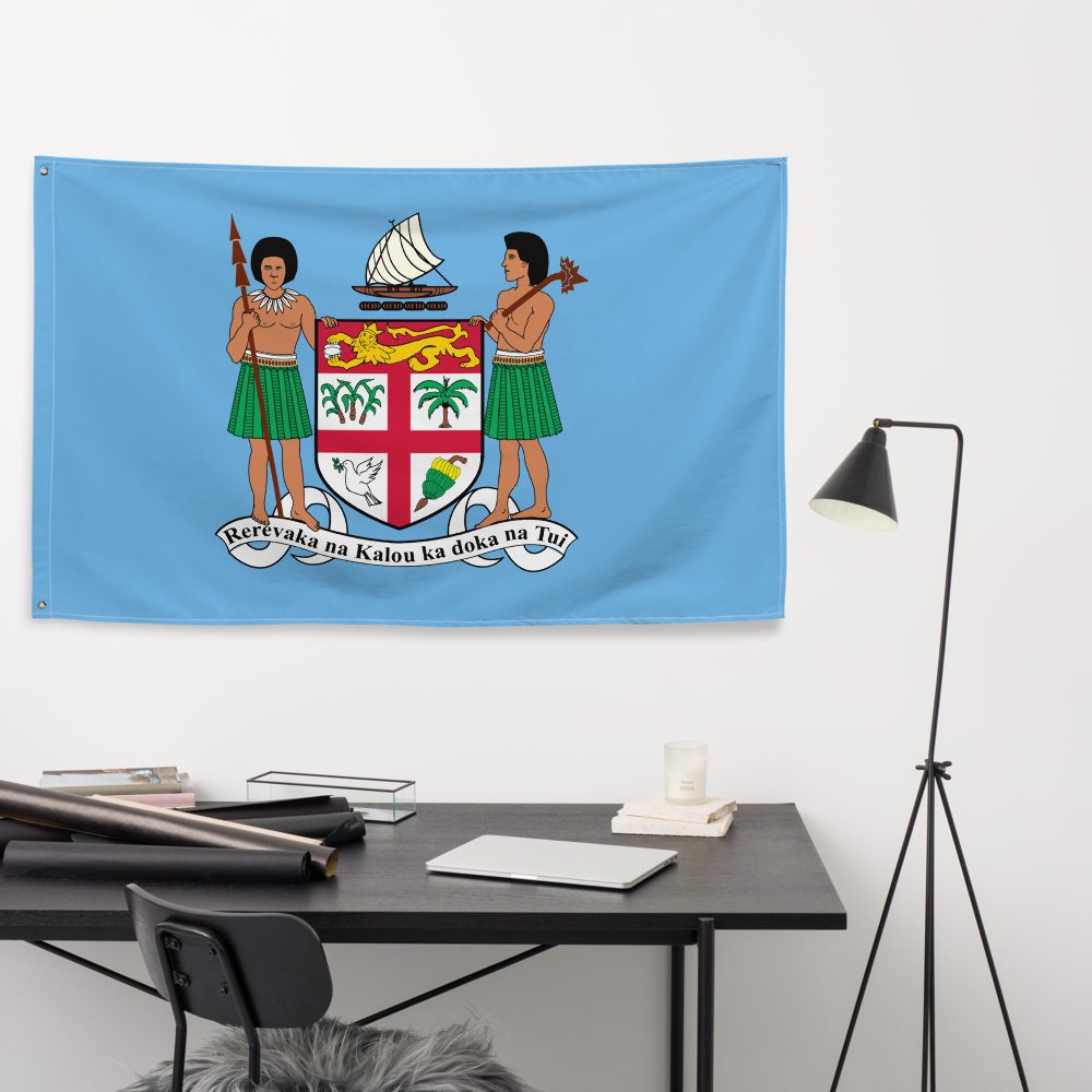 Fiji Coat of Arms Flag - Sky Blue