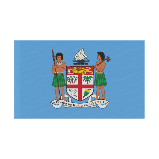 Fiji Coat or Arms Flag - Sky Blue