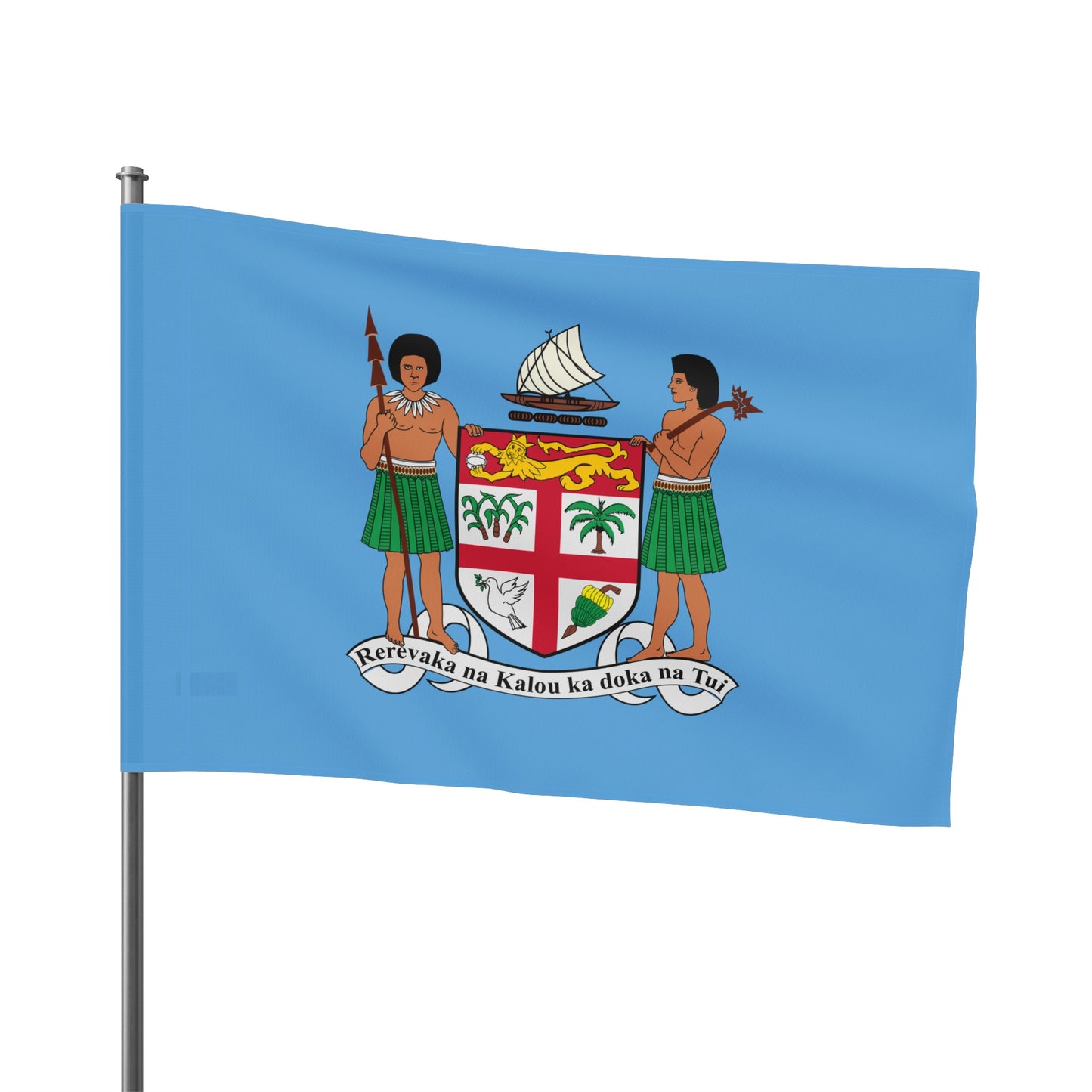 Fiji Coat or Arms Flag - Sky Blue