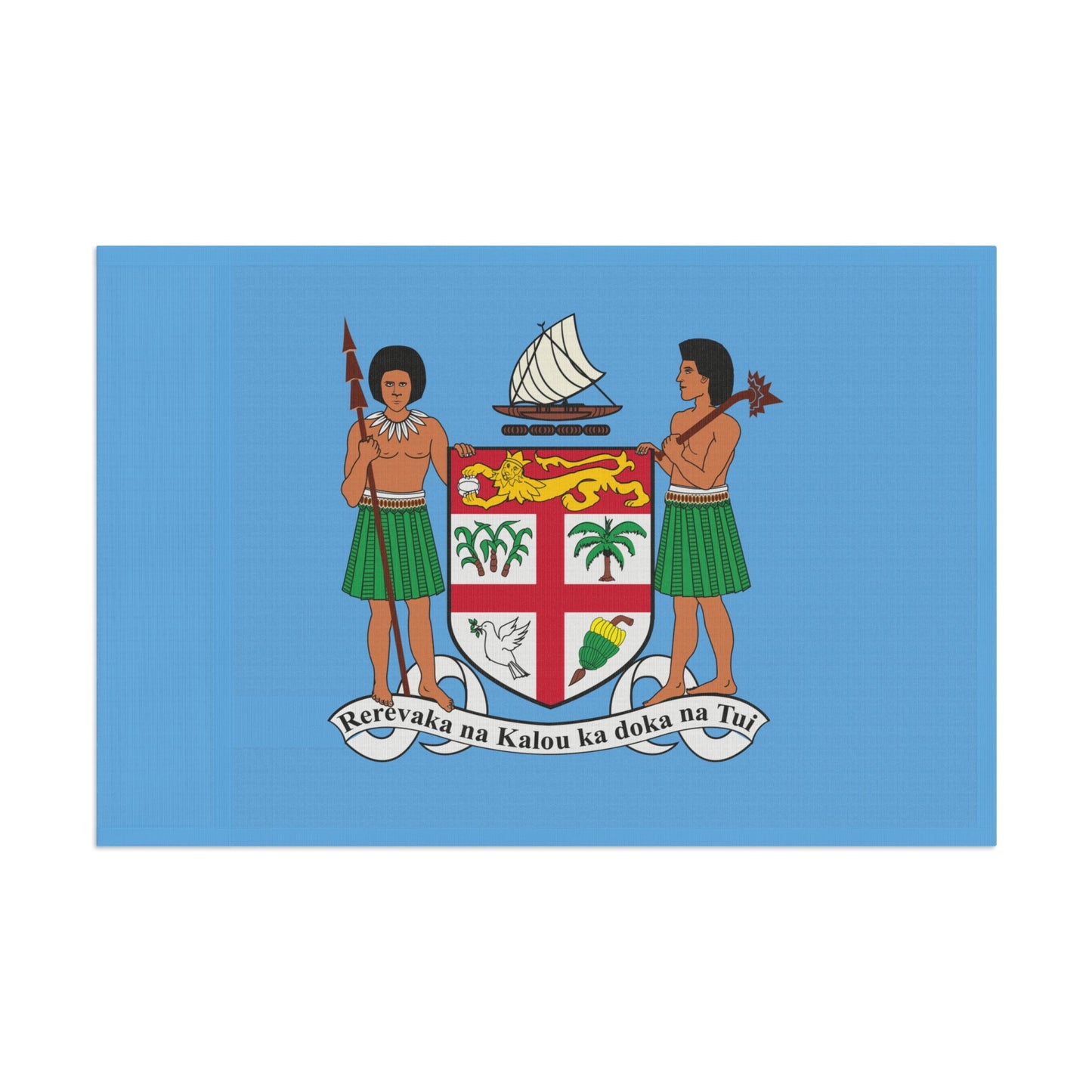 Fiji Coat or Arms Flag - Sky Blue