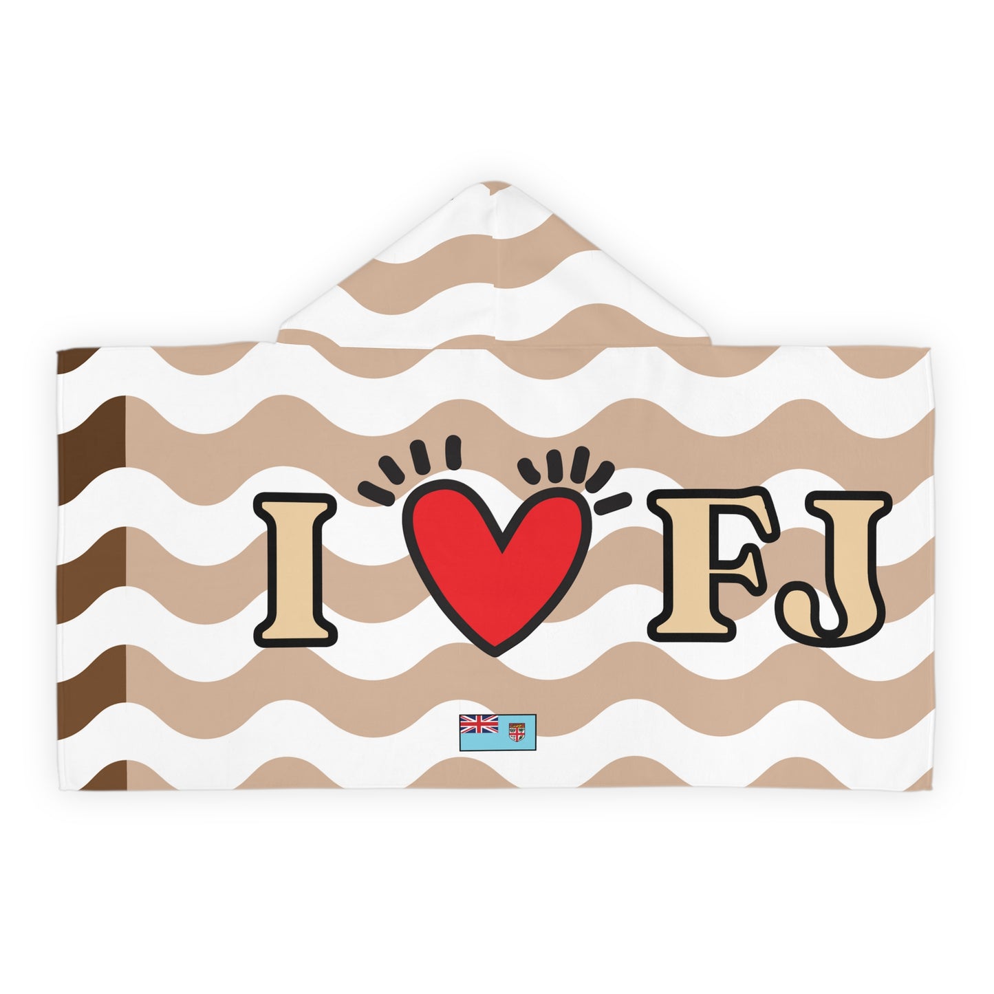 I Heart Fiji  Kids Hooded Towel - Sun Tan Brown