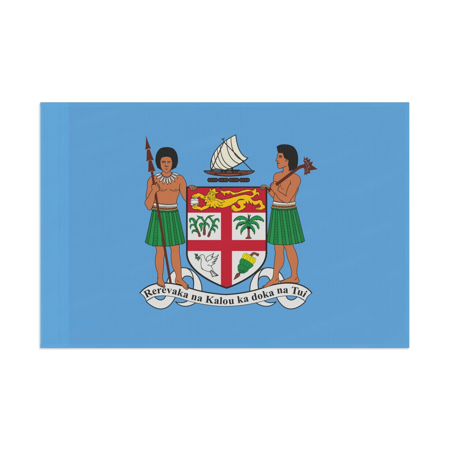 Fiji Coat or Arms Flag - Sky Blue