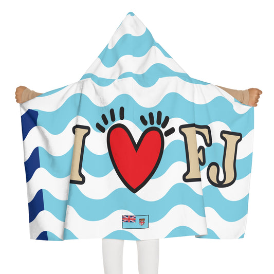 I Heart Fiji Kids Hooded Towel - Sky Blue