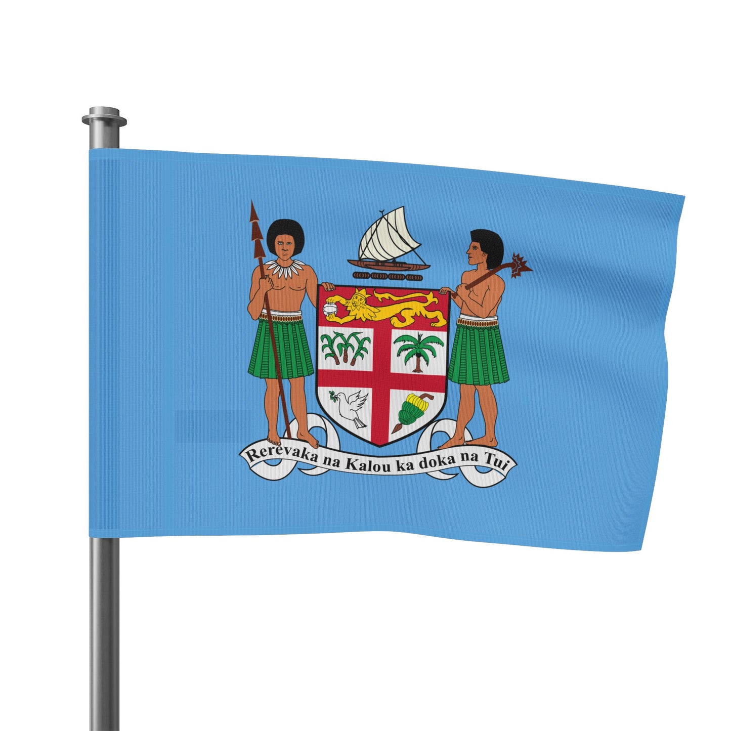 Fiji Coat or Arms Flag - Sky Blue