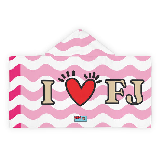 I Heart Fiji Kids Hooded Towel - Bubblegum Pink