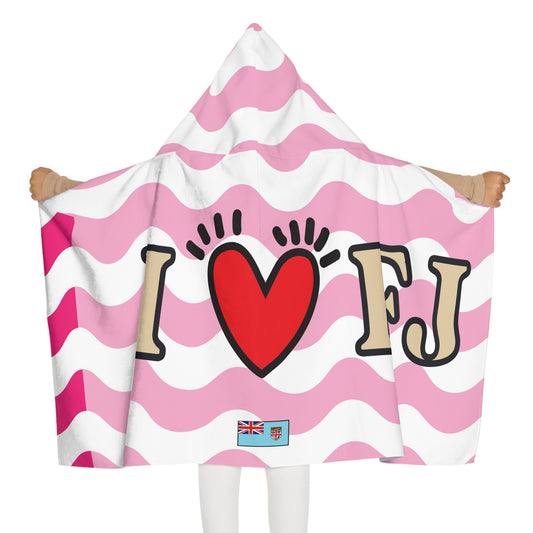 I Heart Fiji Kids Hooded Towel - Bubblegum Pink