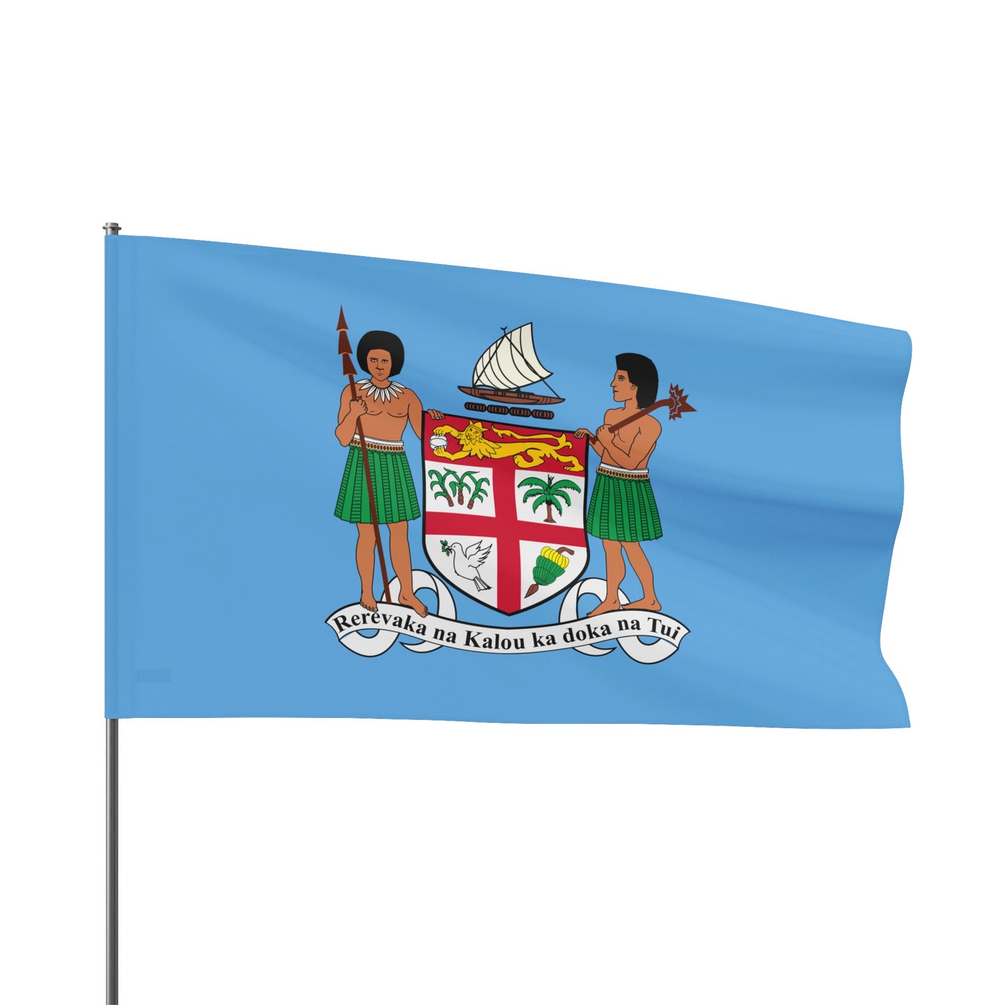 Fiji Coat or Arms Flag - Sky Blue