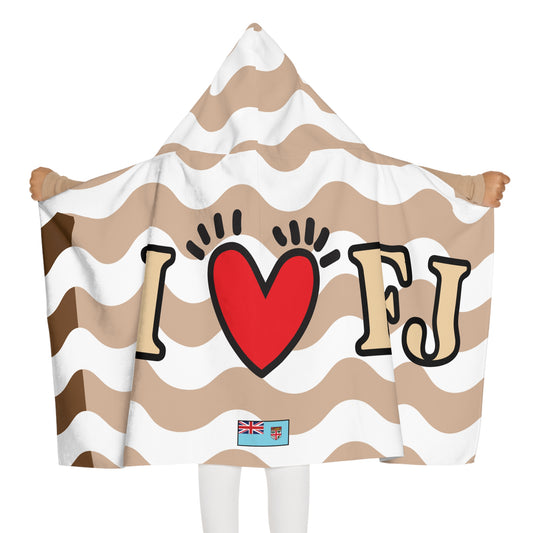 I Heart Fiji  Kids Hooded Towel - Sun Tan Brown