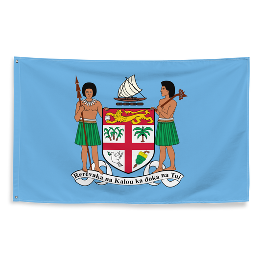 Fiji Coat of Arms Flag - Sky Blue