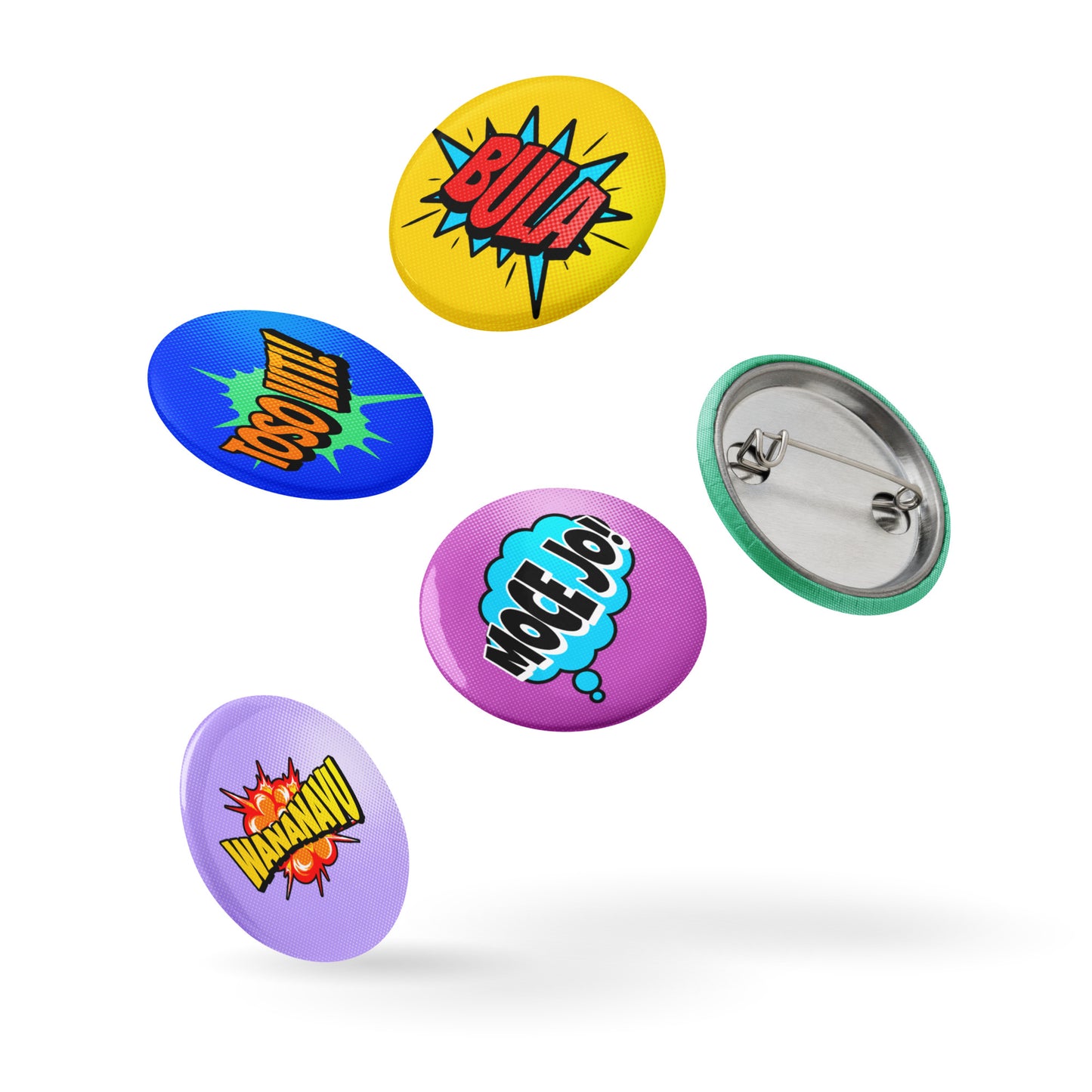 Set of 5 pin buttons Fiji slangs